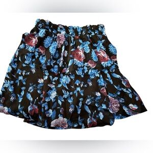 Floral Black Mini Skirt